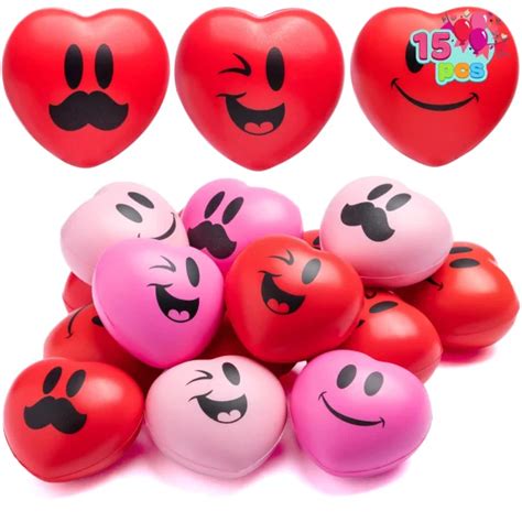 15Pcs Valentines Day Smile Face Squishy Heart Stress Ball 15Pcs Valentines Day Smile Face Squishy Heart Stress Ball