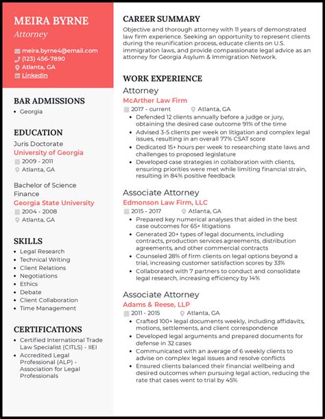 25 Best Attorney Resume Examples And Templates For 2025 Resumebuilder Com