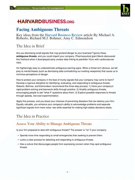 Facing Ambiguous Threats Roberto: How To Stay Ahead