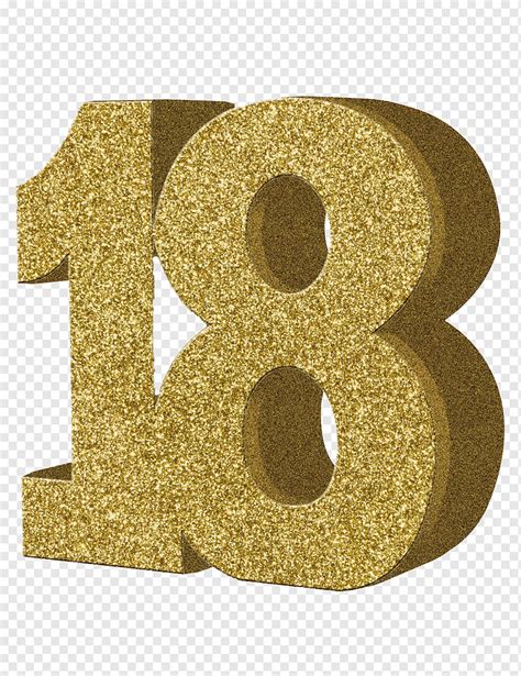 Golden Glittering Number 18 Png Pngwing