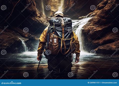 Man Exploring The Cave Deep Under Earth Generative Ai Stock Man Exploring The Cave Deep Under Earth Generative Ai Stock