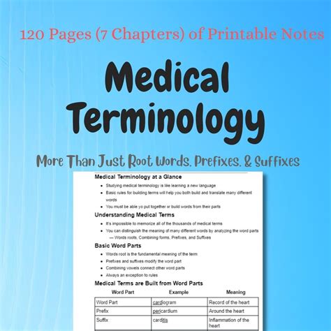 Medical Terminology Study Guide Nursing Student Notes Digital Download Etsy