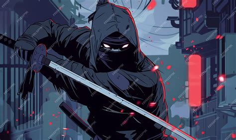 Premium Photo Character Of Stealthy Ninja Wearing Black Robes And Premium Photo Character Of Stealthy Ninja Wearing Black Robes And