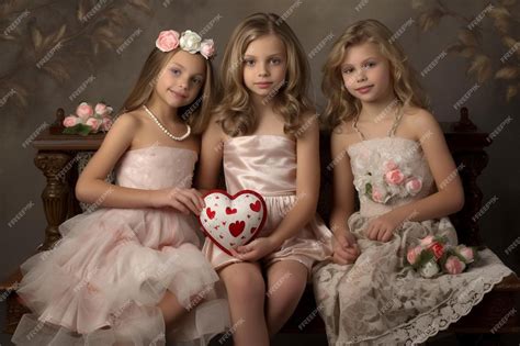 Premium Photo Darling Delights Girls In Valentine Photo Premium Photo Darling Delights Girls In Valentine Photo