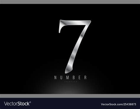 Silver Grey Metallic Number 7 Logo Design Vector Image