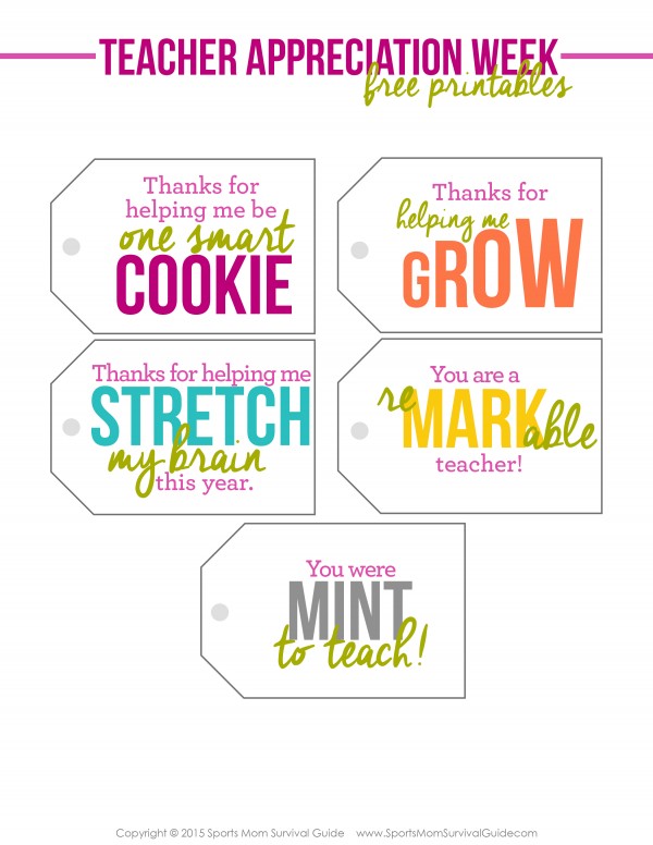 Teacher Appreciation Notes Printable
