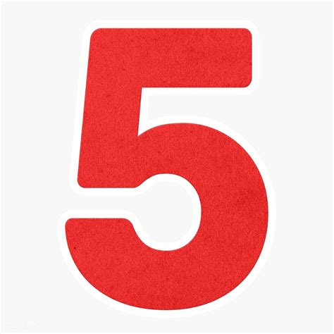 The Number Five In Red On A White Background The Number Five In Red On A White Background