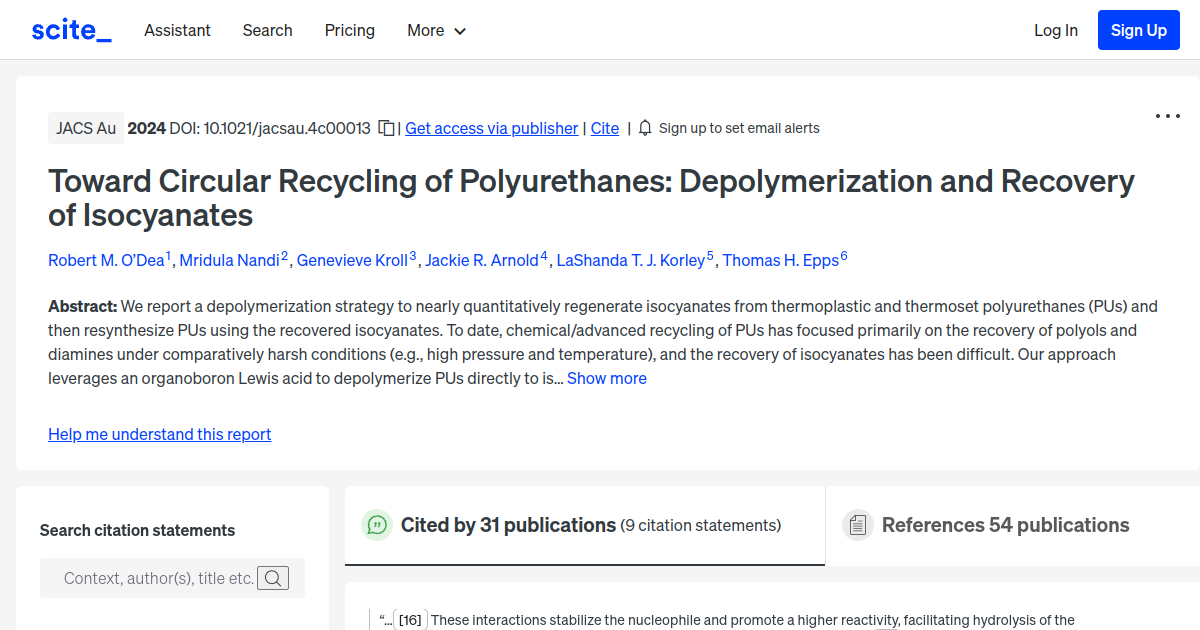 Toward Circular Recycling Of Polyurethanes Depolymerization And Recovery Of Isocyanates Jacs Au Toward Circular Recycling Of Polyurethanes Depolymerization And Recovery Of Isocyanates Jacs Au