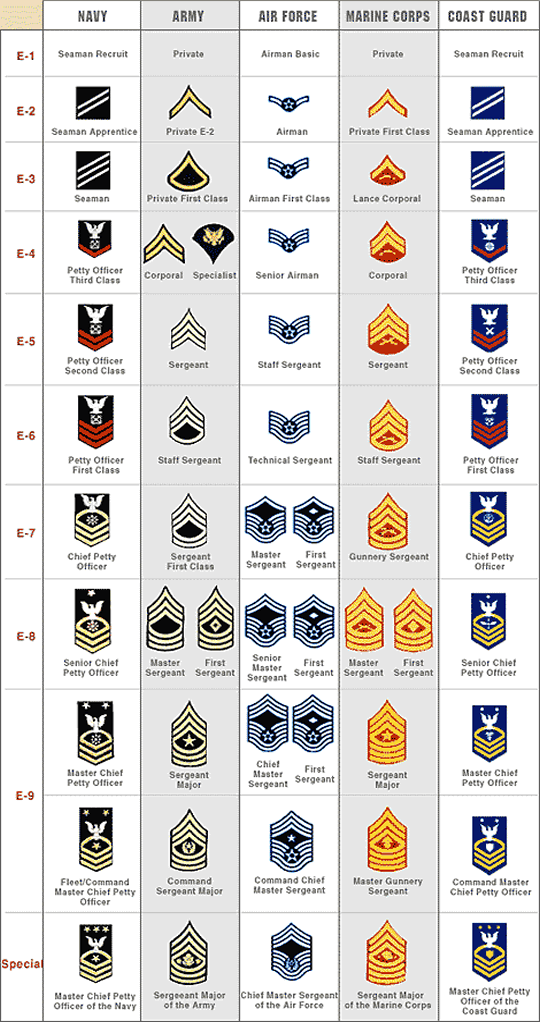 United States Military Rank Structure For The Air Force Army Marines United States Military Rank Structure For The Air Force Army Marines